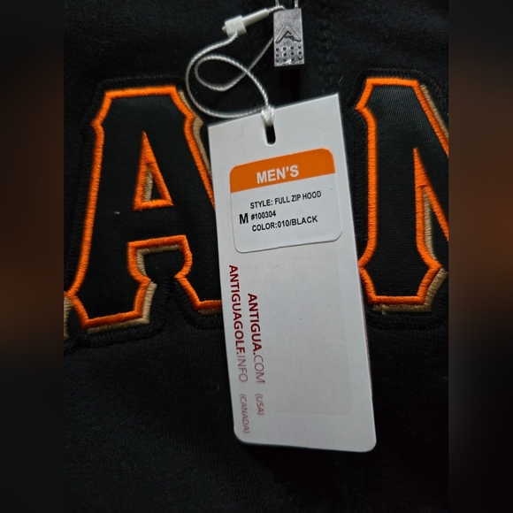MLB San Francisco Giants Mens Medium Full Zip Black Sweatshirt Hoodie Antigua - Picture 6 of 6